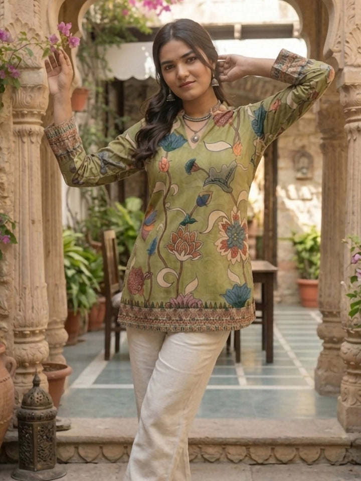 Multi-Colored Cotton Blend Printed Kurta