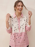White-Pink Printed Cotton Blend Tunic Top