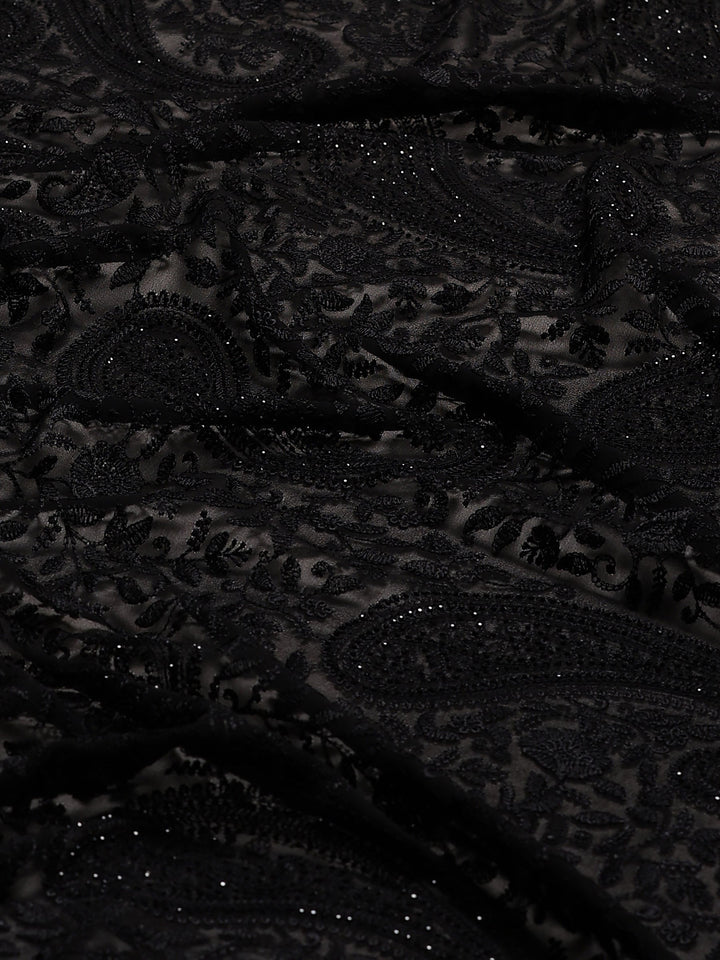 Black Embroidered Georgette Saree