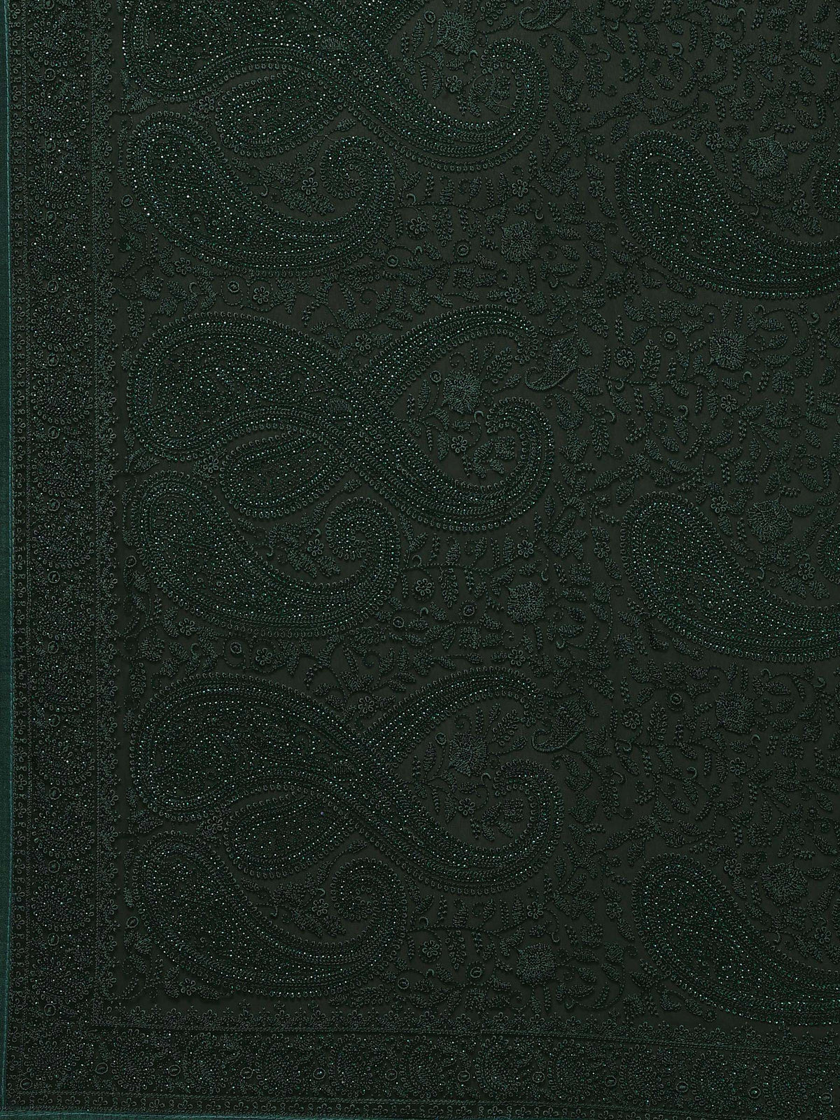 Bottle Green Embroidered Georgette Saree