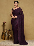 Purple Embroidered Georgette Saree