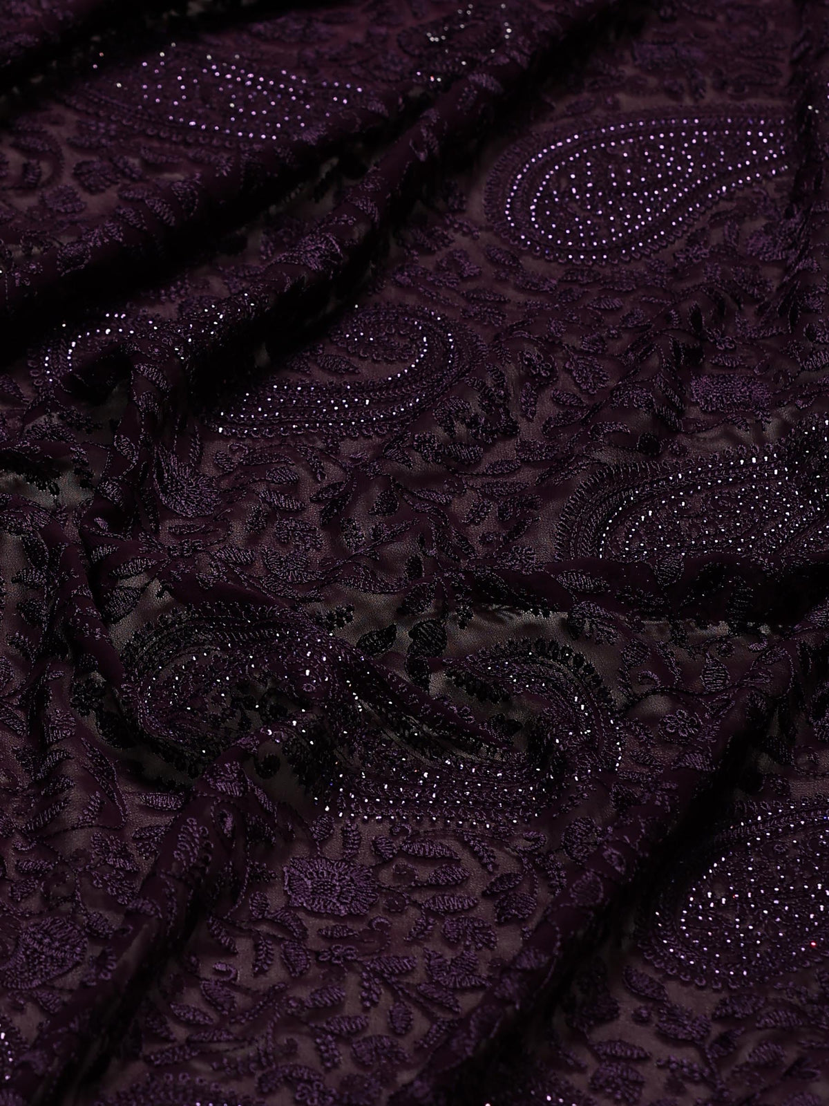 Purple Embroidered Georgette Saree