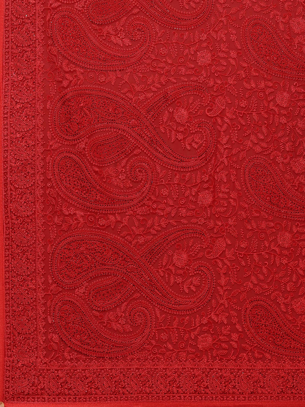 Red Embroidered Georgette Saree