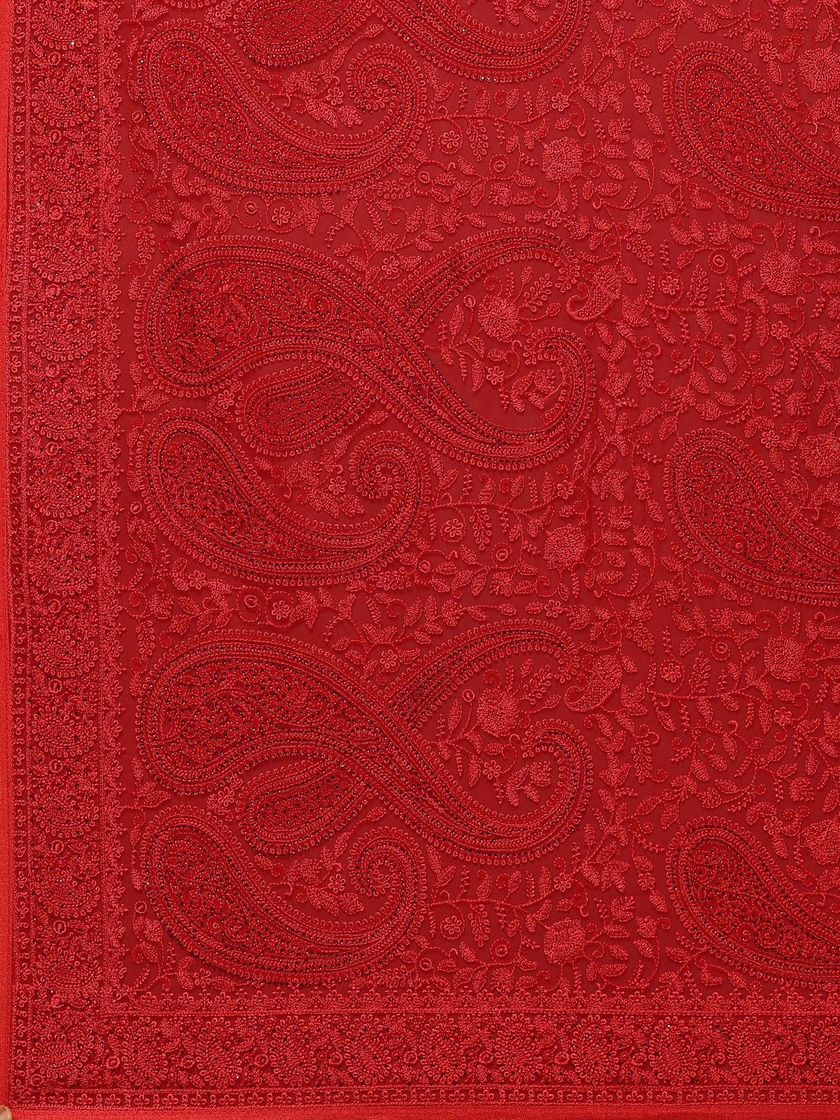 Red Embroidered Georgette Saree