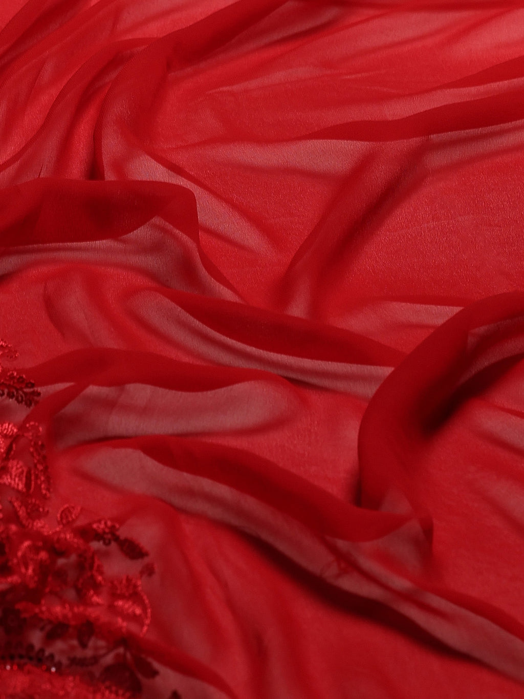 Red Embroidered Georgette Saree