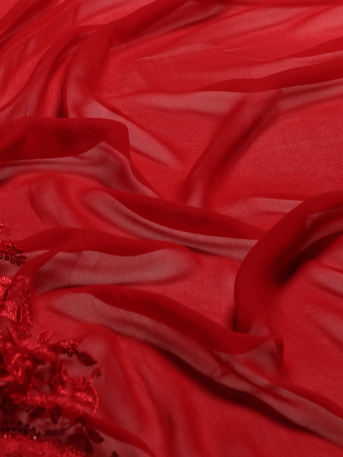 Red Embroidered Georgette Saree