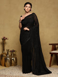 Black Embroidered Georgette Saree