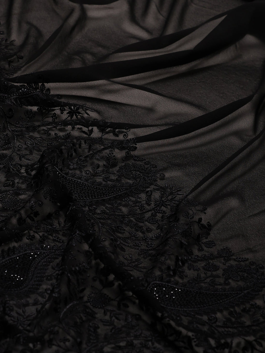 Black Embroidered Georgette Saree