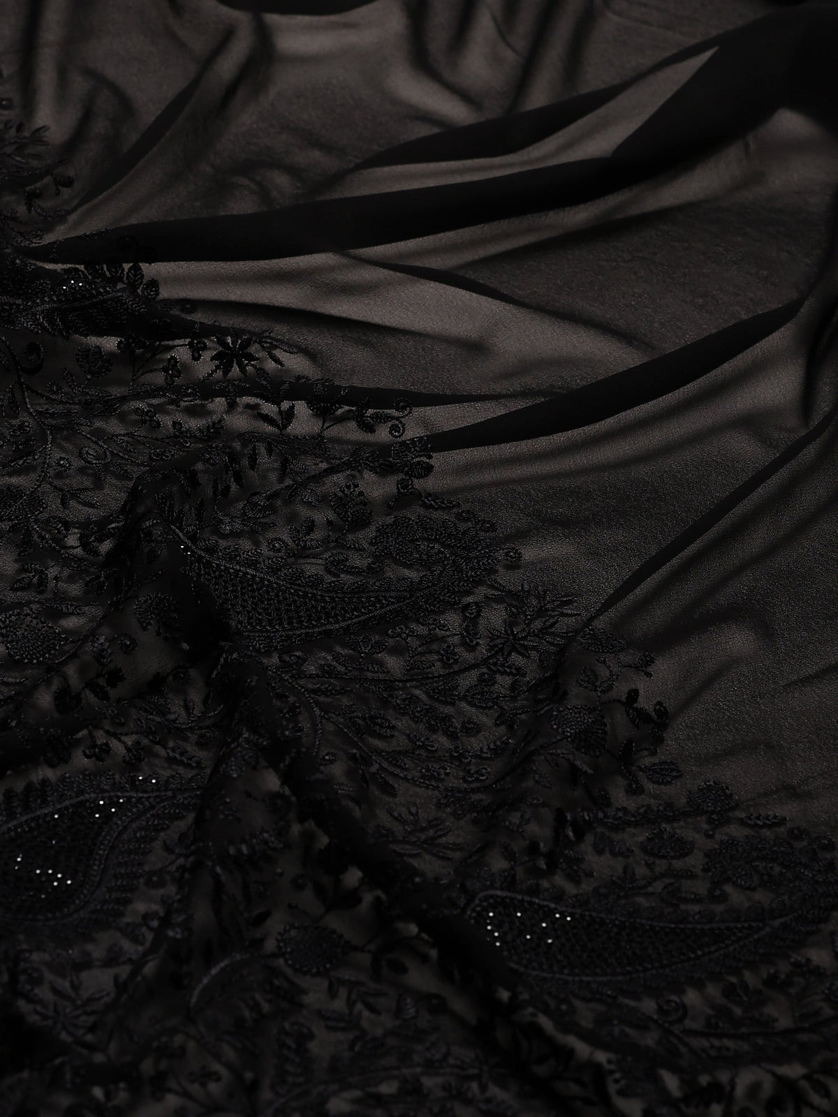Black Embroidered Georgette Saree
