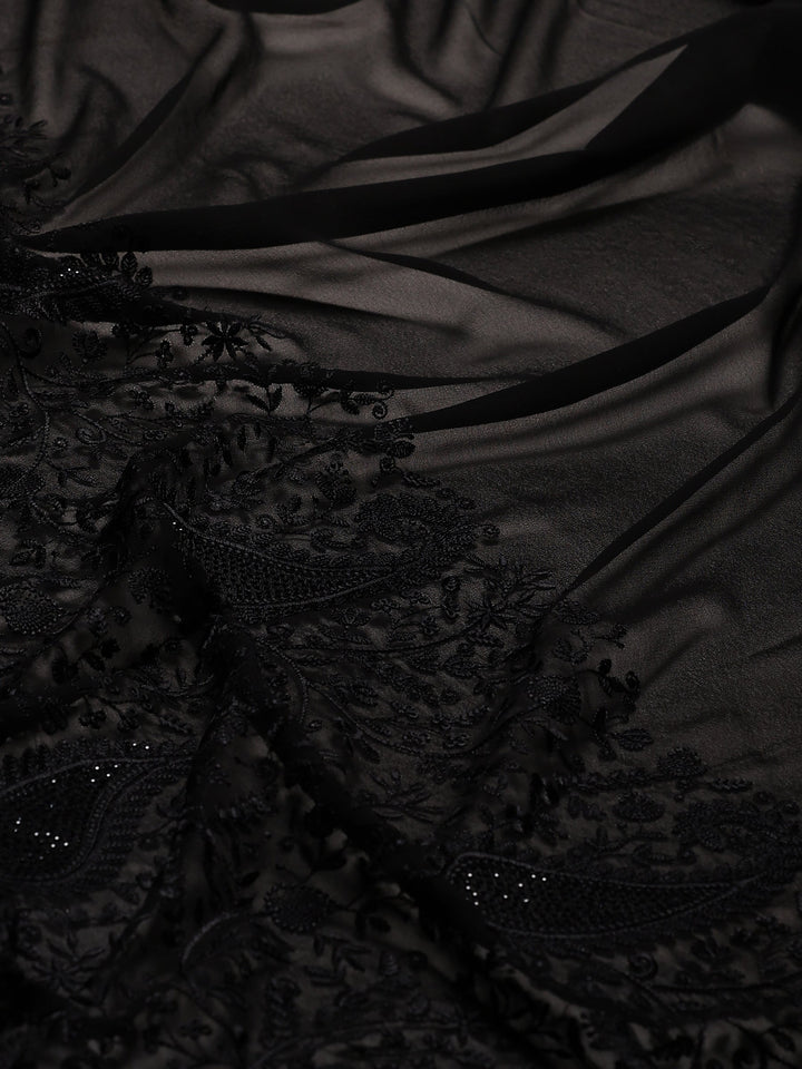 Black Embroidered Georgette Saree