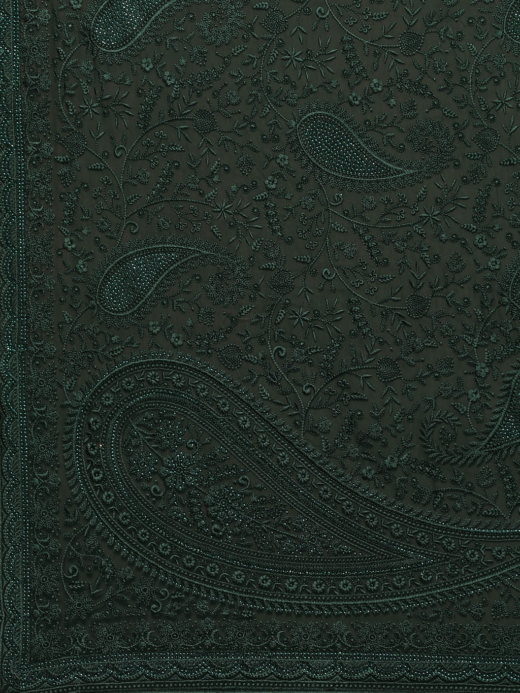 Bottle Green Embroidered Georgette Saree