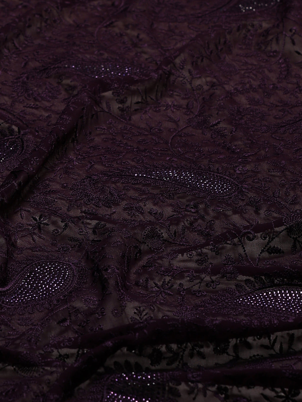 Purple Embroidered Georgette Saree