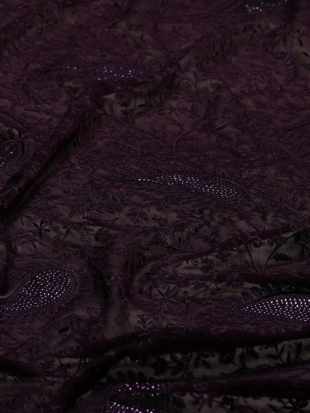 Purple Embroidered Georgette Saree