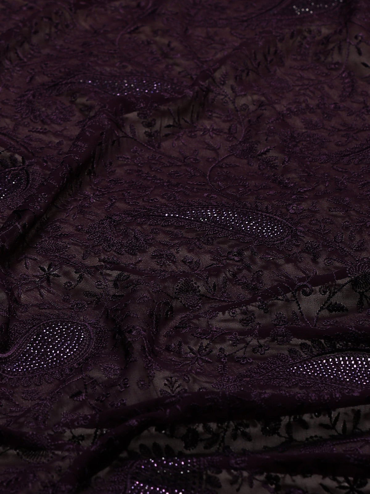 Purple Embroidered Georgette Saree