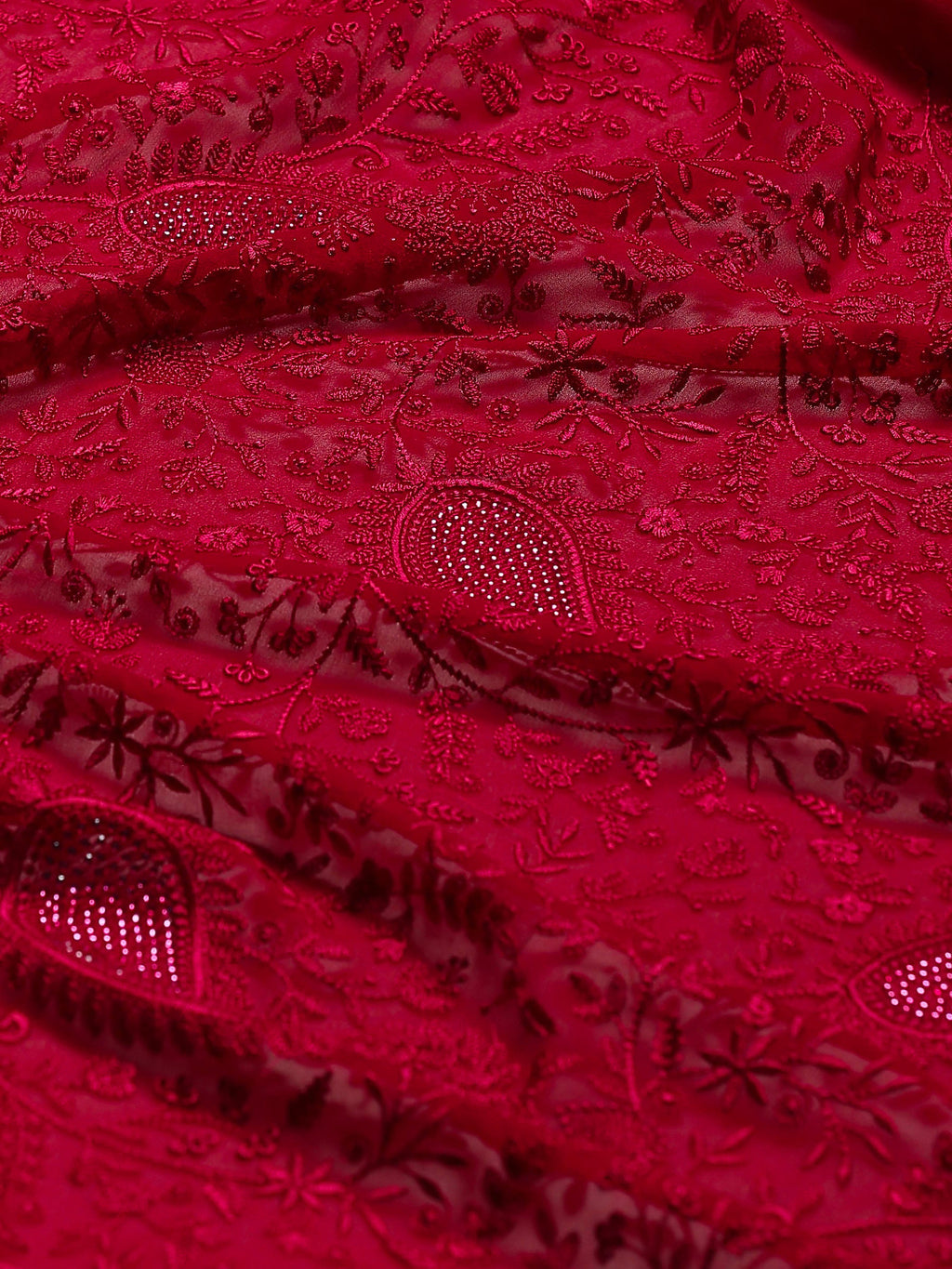 Rani Embroidered Georgette Saree