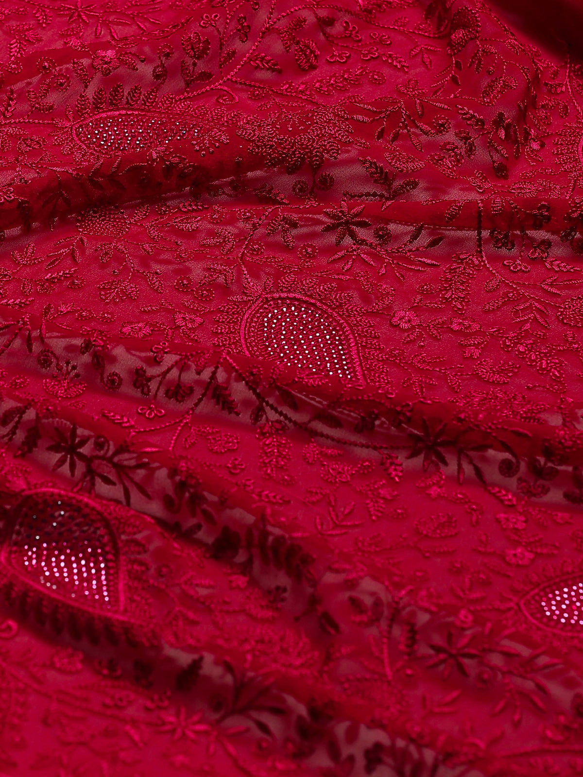 Rani Embroidered Georgette Saree