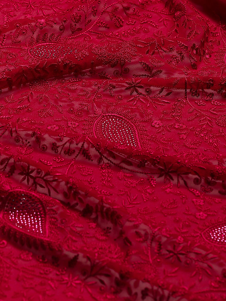 Rani Embroidered Georgette Saree