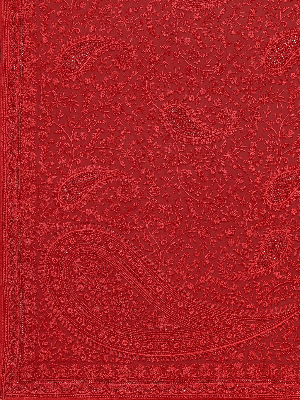 Red Embroidered Georgette Saree