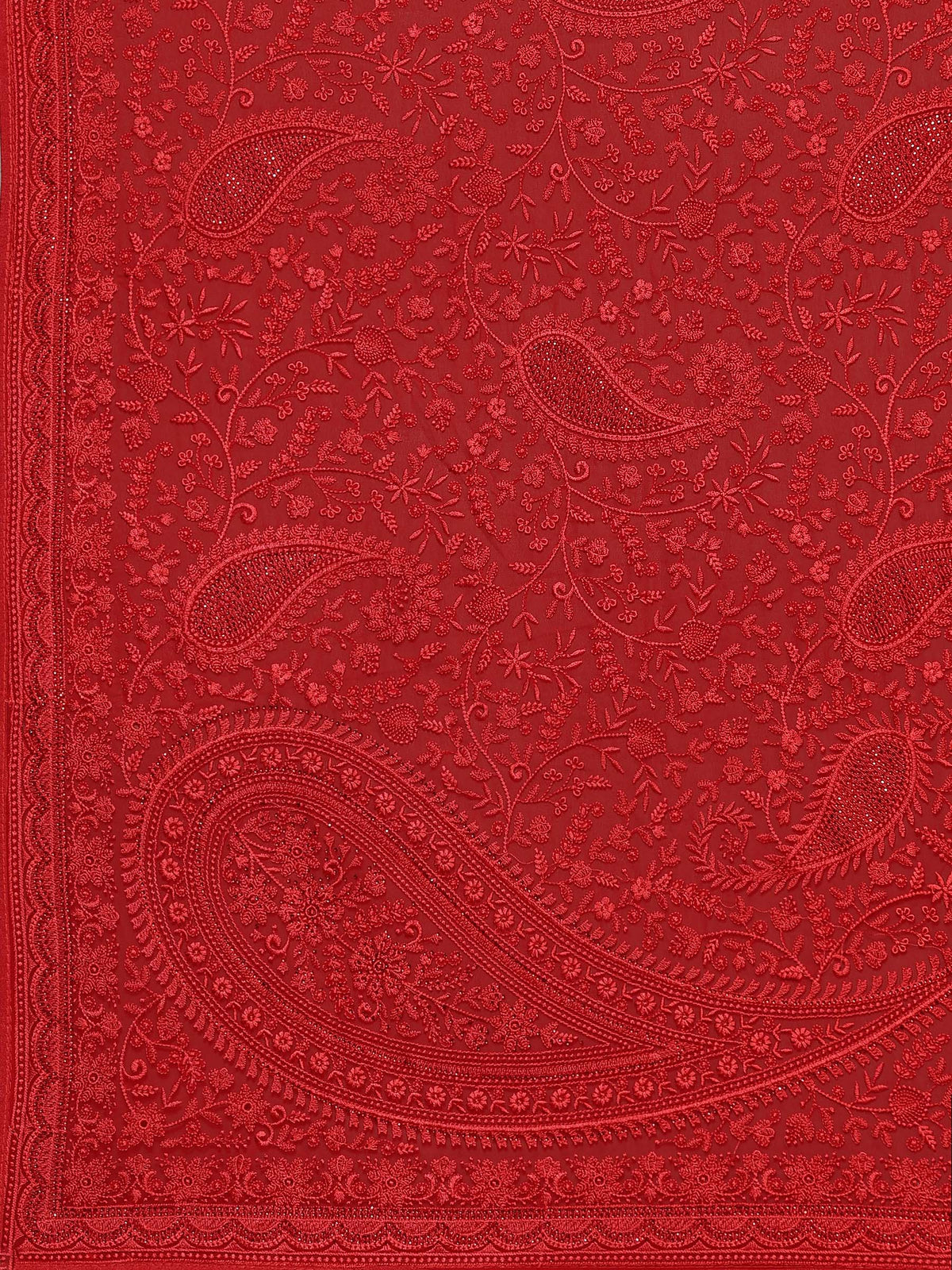 Red Embroidered Georgette Saree