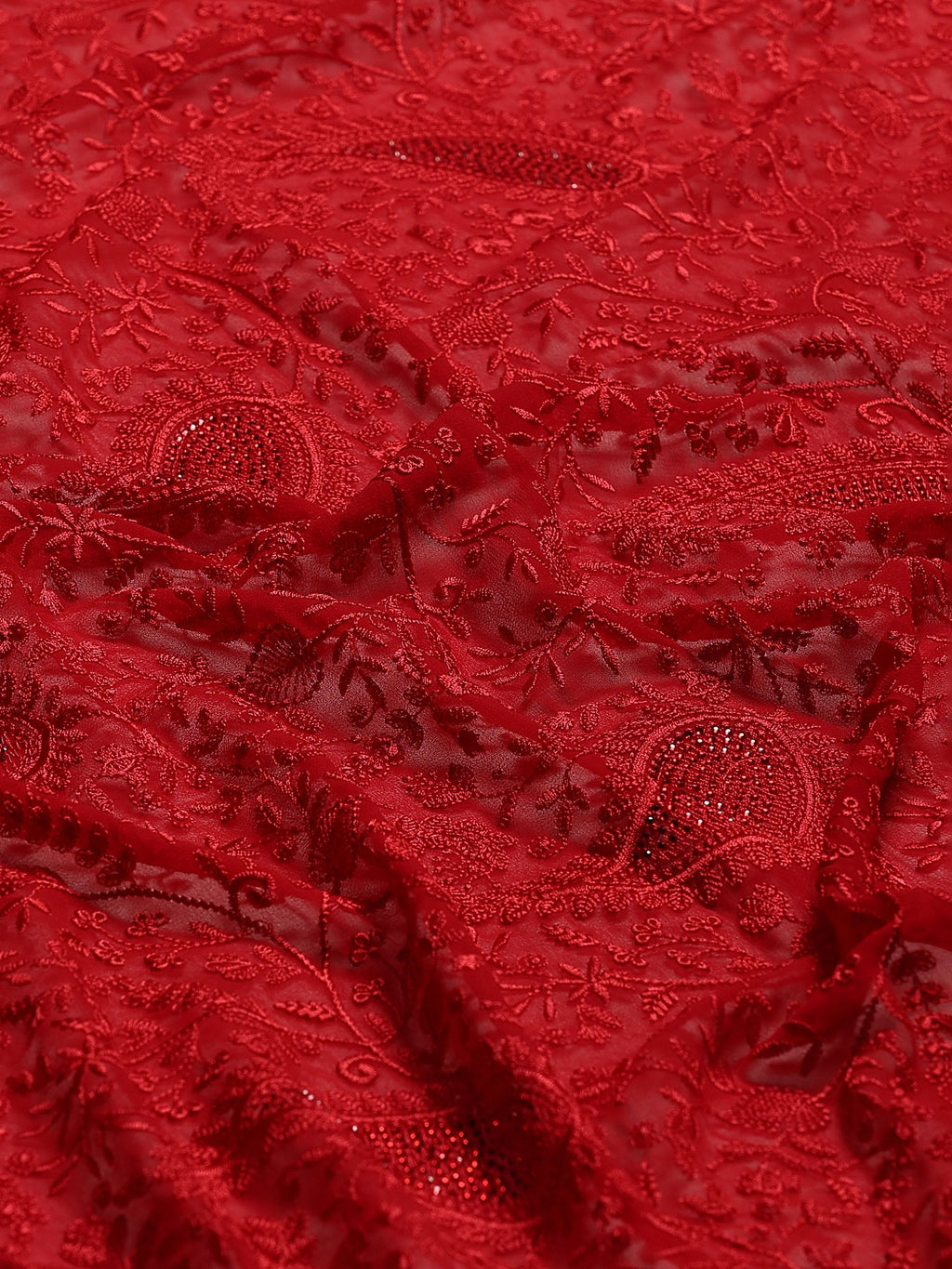 Red Embroidered Georgette Saree
