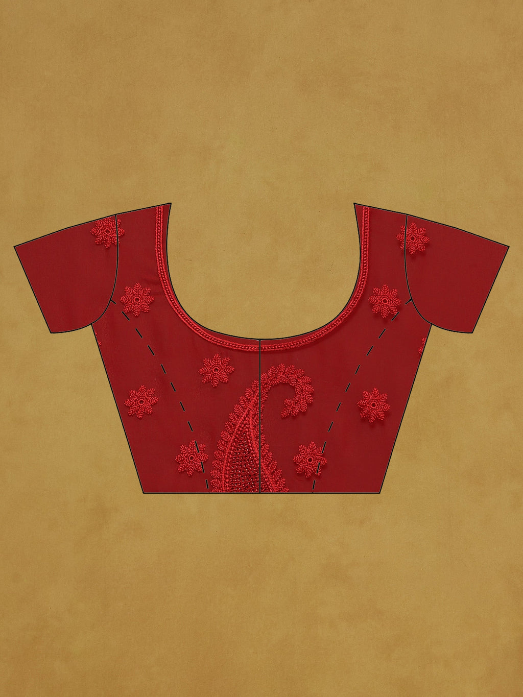 Red Embroidered Georgette Saree