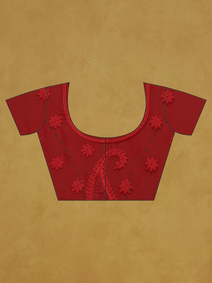 Red Embroidered Georgette Saree