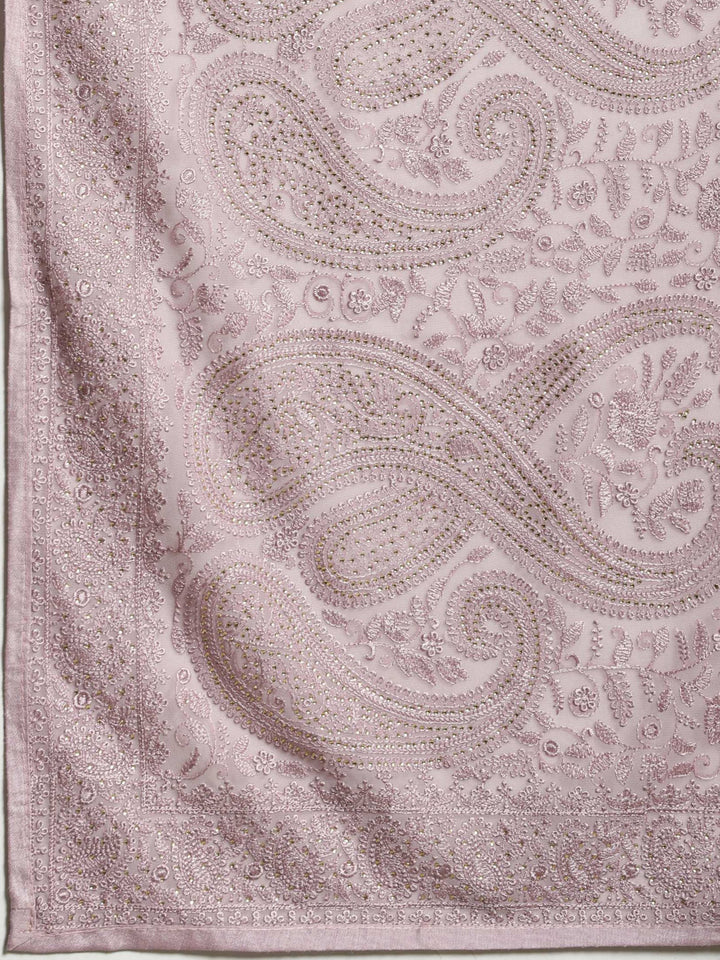 Lavender Embroidered Georgette Saree
