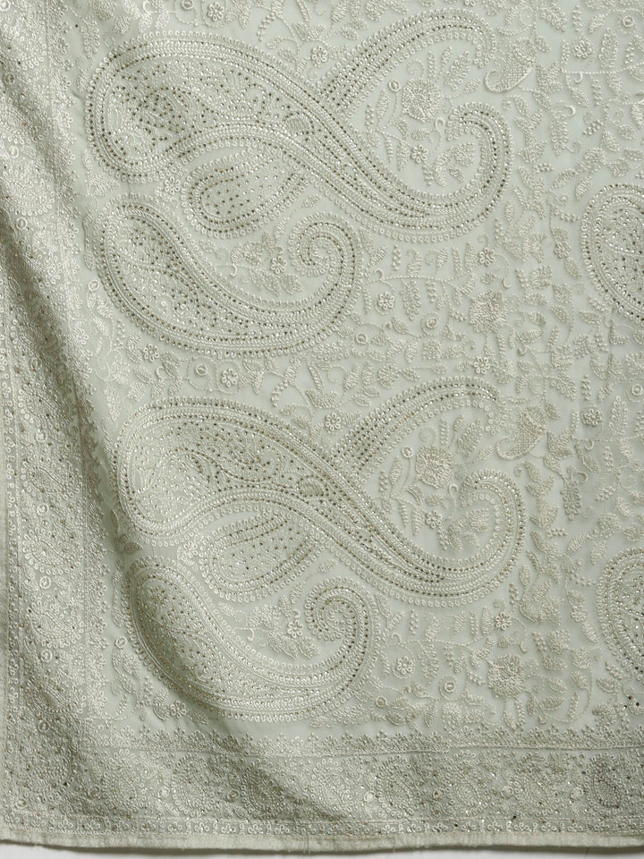 Sea Green Embroidered Georgette Saree