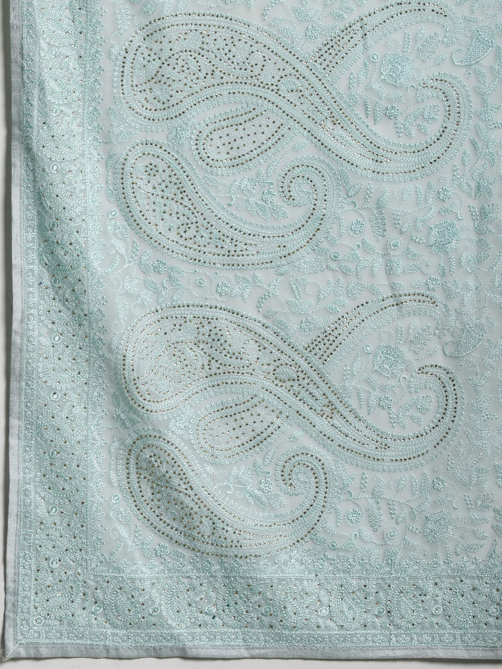 Sky Blue Embroidered Georgette Saree