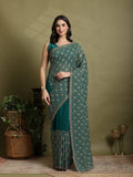 Green Embroidered Georgette Saree
