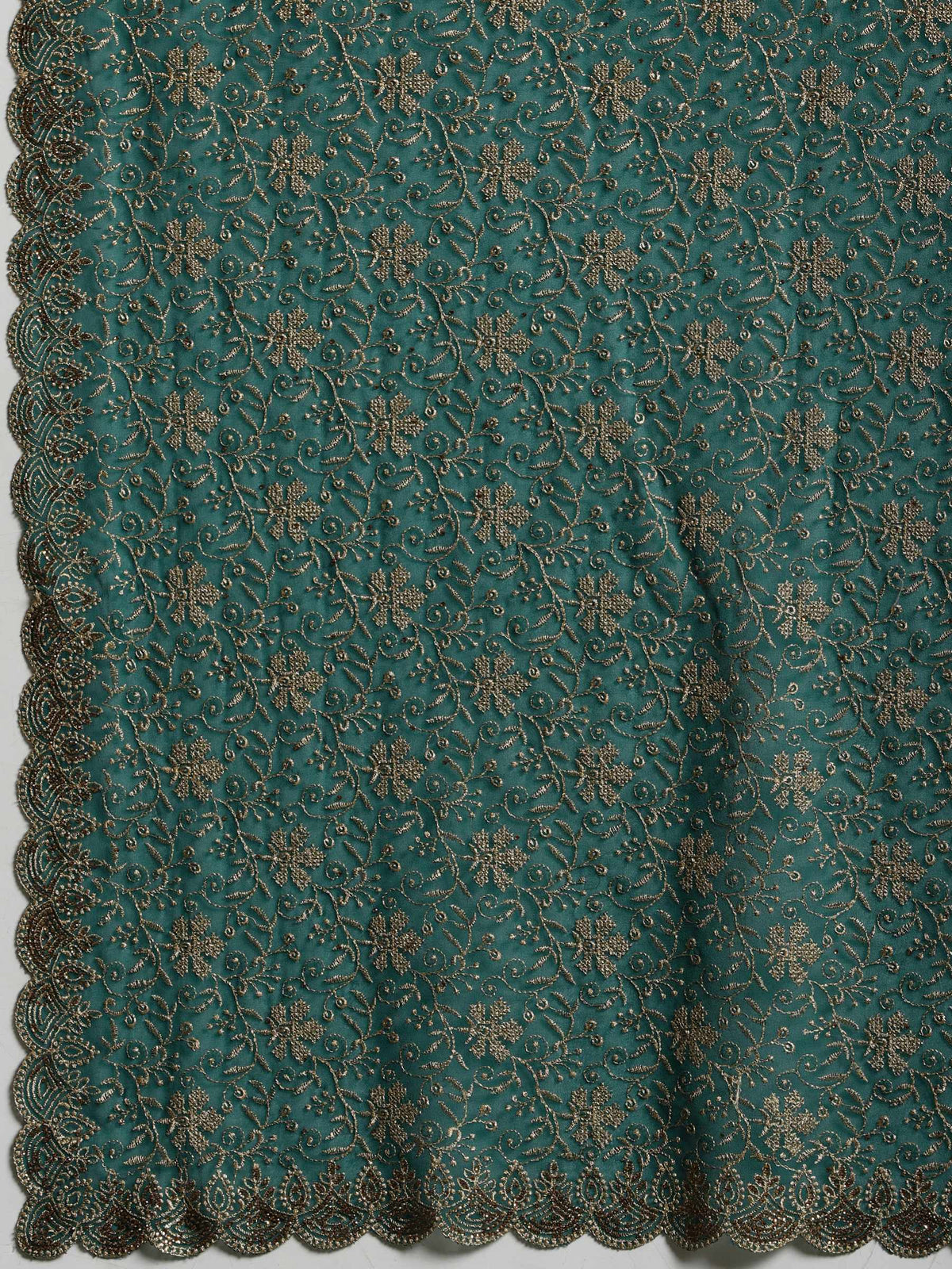 Green Embroidered Georgette Saree