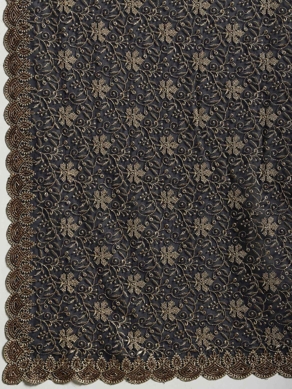 Navy Blue Embroidered Georgette Saree