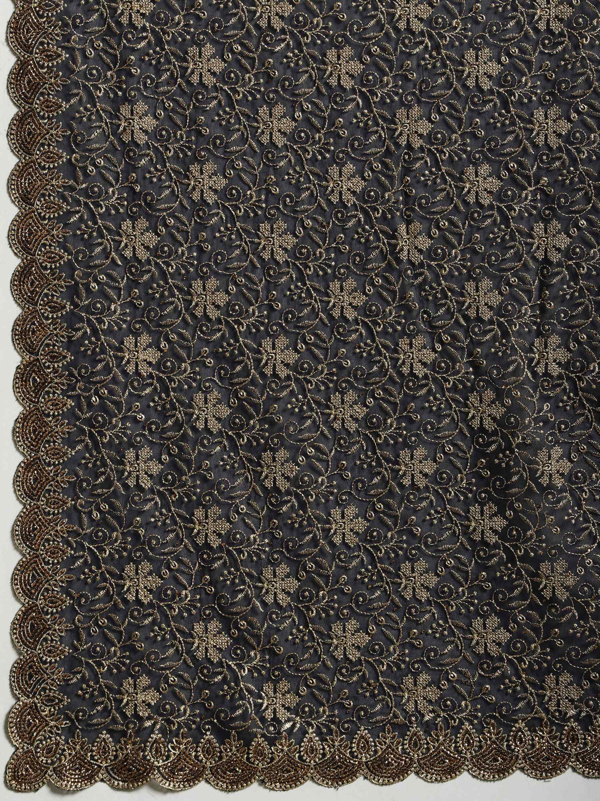 Navy Blue Embroidered Georgette Saree