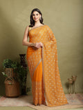 Orange Embroidered Georgette Saree