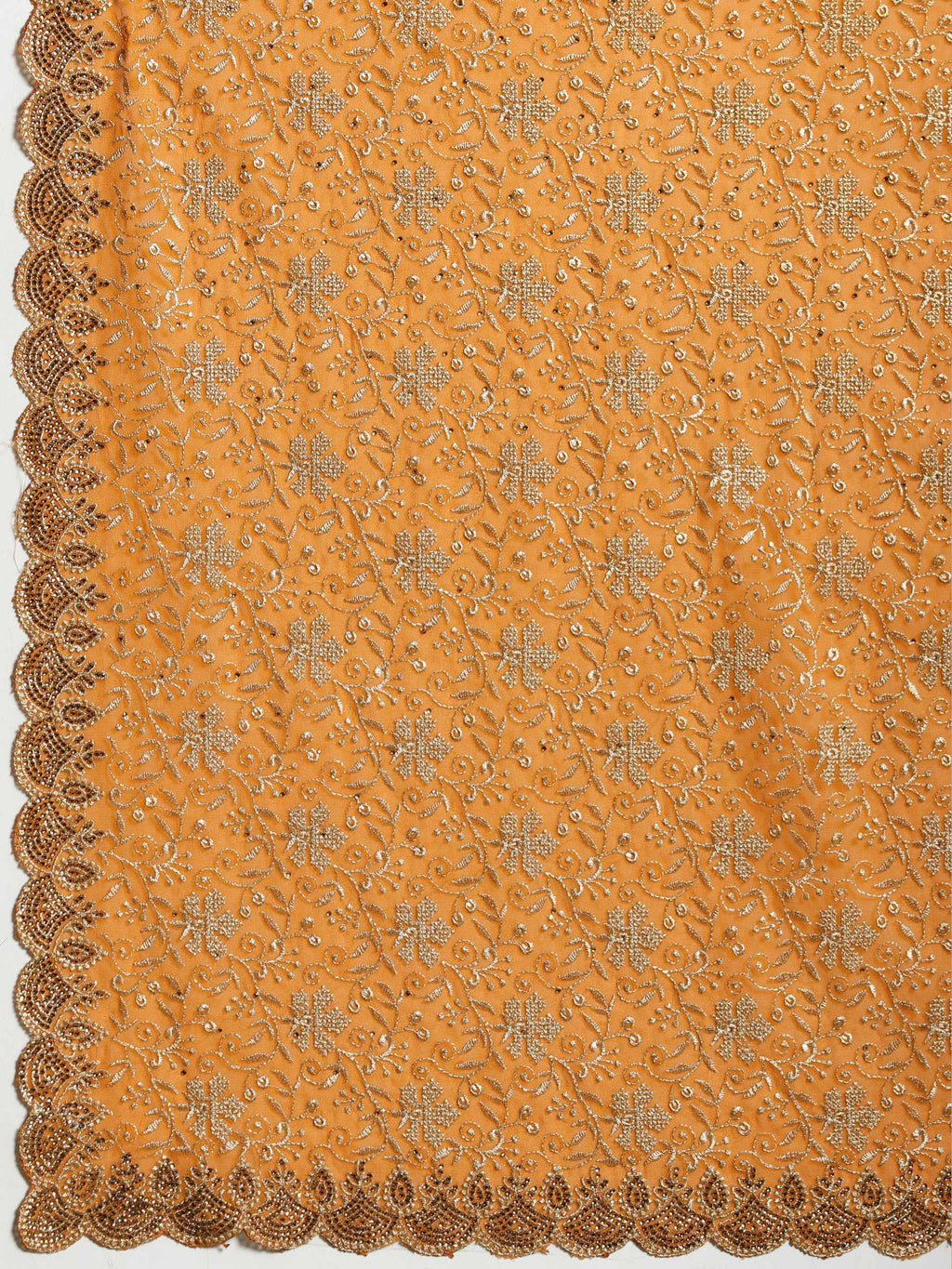 Orange Embroidered Georgette Saree