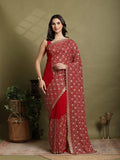Rani Embroidered Georgette Saree