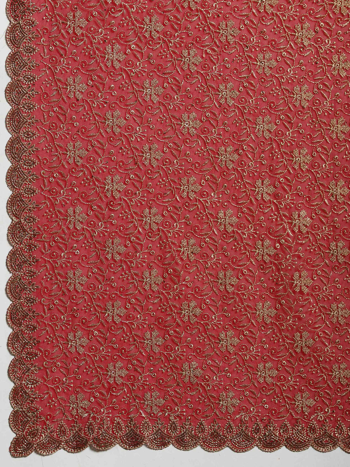 Red Embroidered Georgette Saree