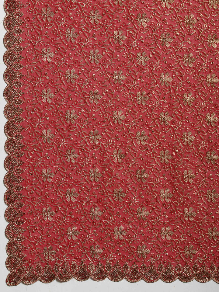 Red Embroidered Georgette Saree