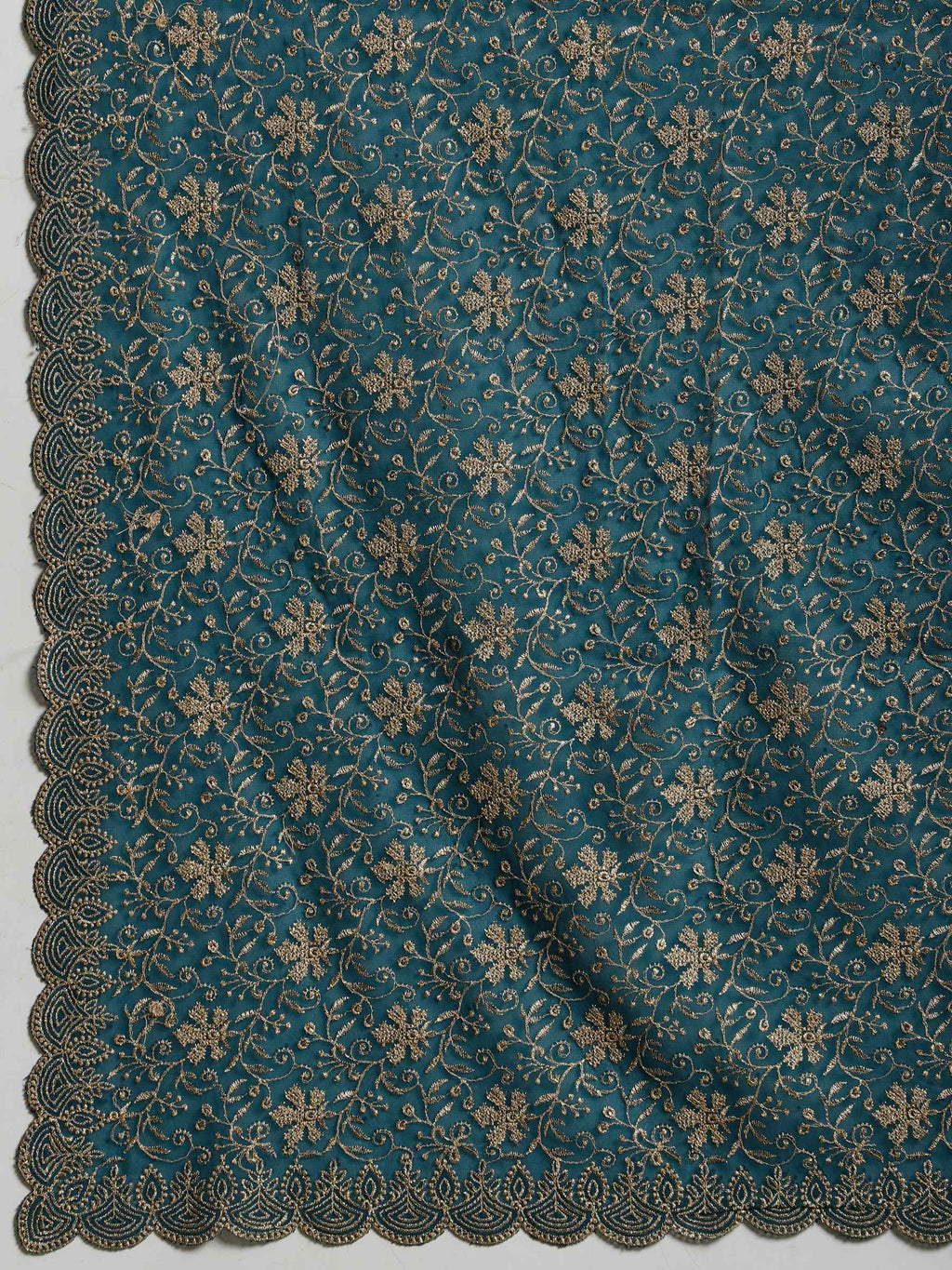 Teal Green Embroidered Georgette Saree