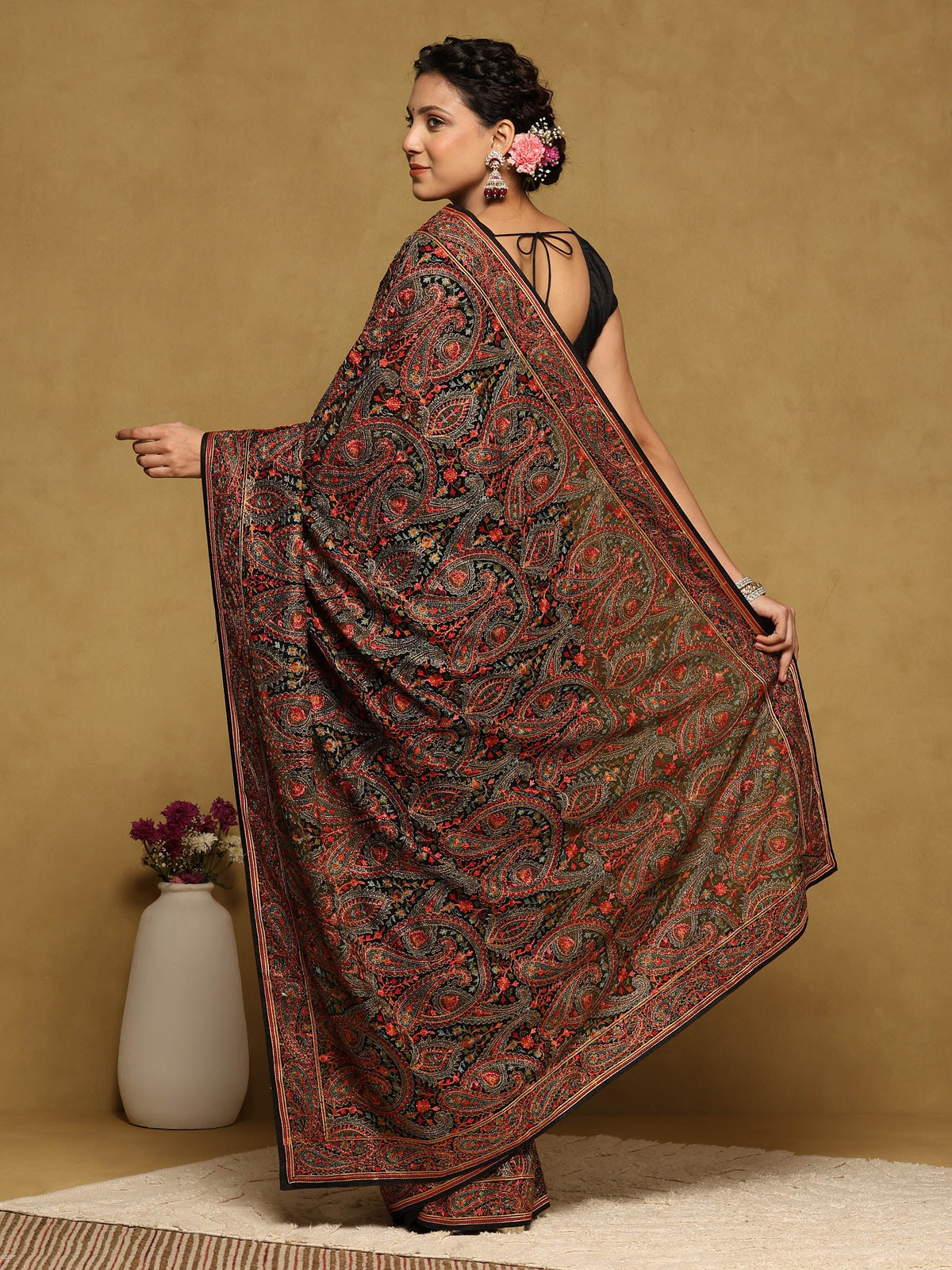 Black Embroidered Georgette Saree