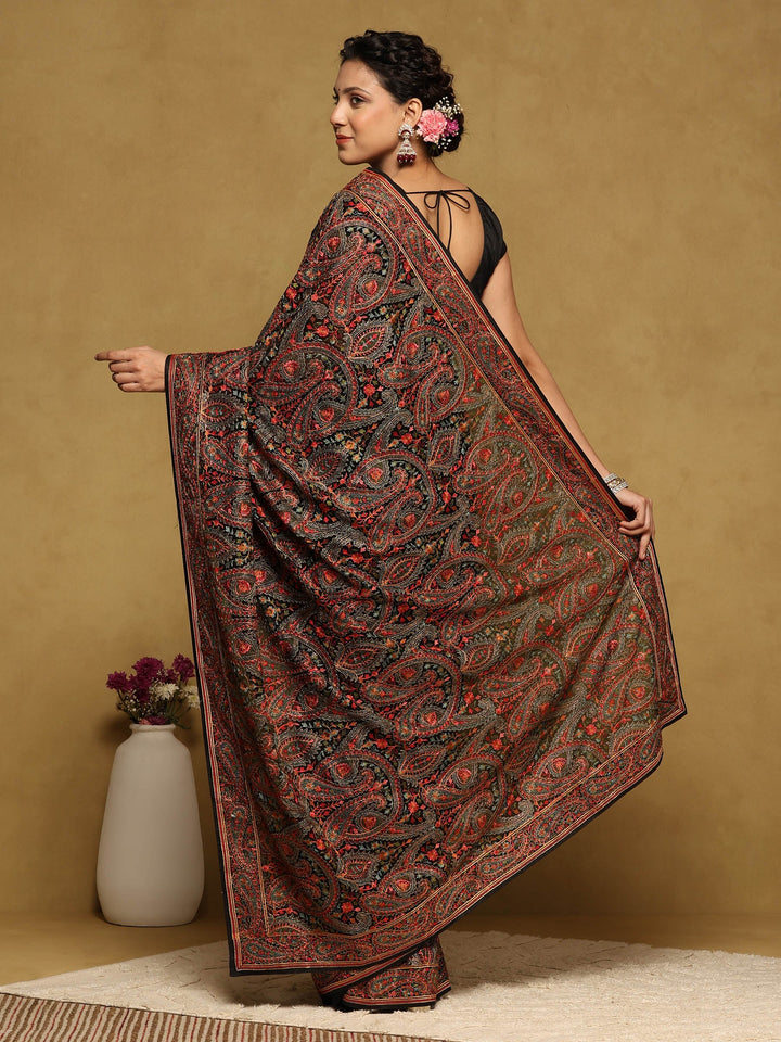 Black Embroidered Georgette Saree