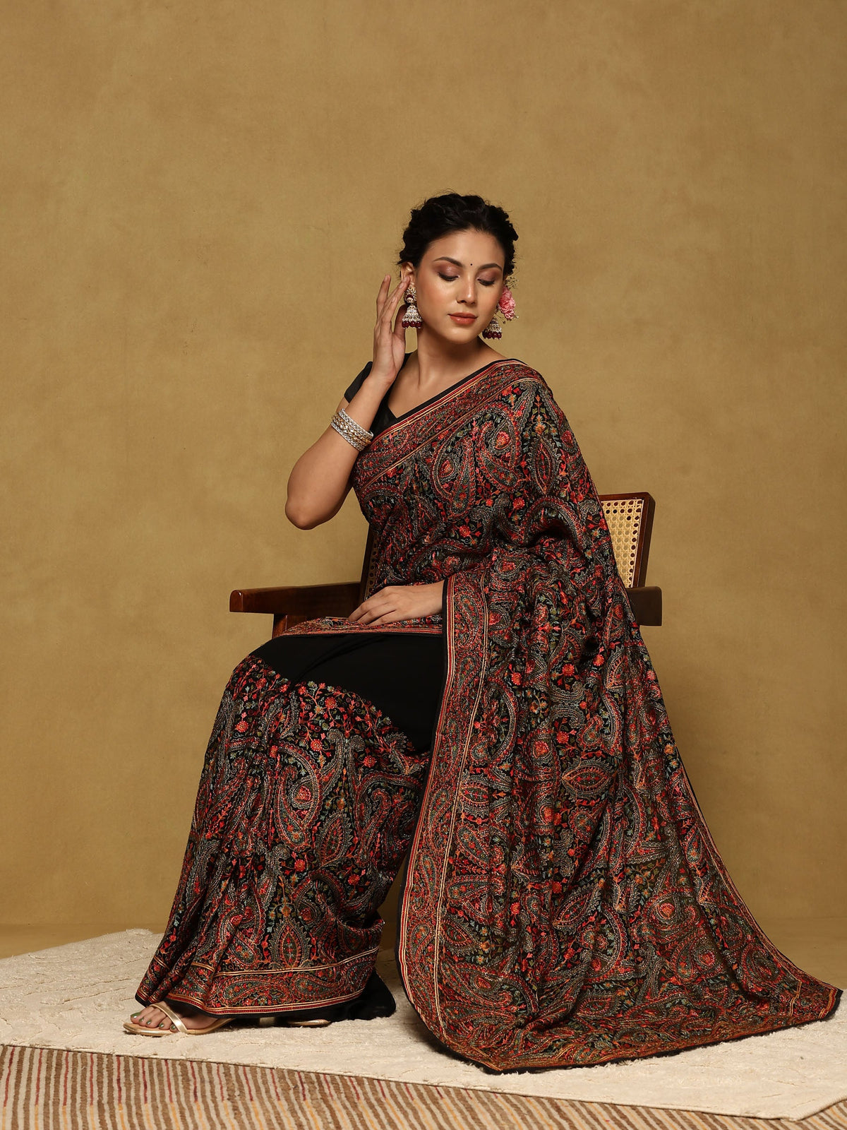 Black Embroidered Georgette Saree