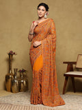 Orange Embroidered Georgette Saree