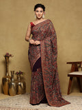 Purple Embroidered Georgette Saree