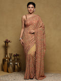Beige Embroidered Georgette Saree
