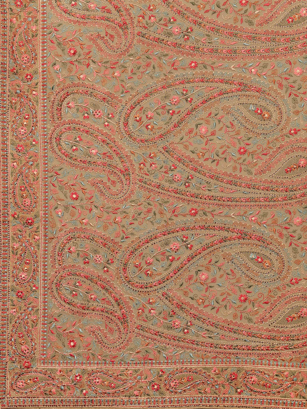 Beige Embroidered Georgette Saree