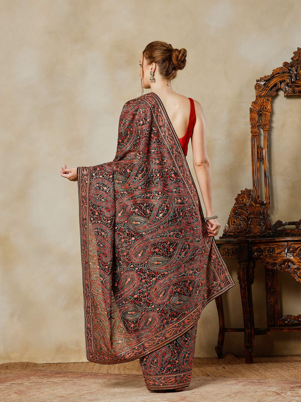 Black Embroidered Georgette Saree