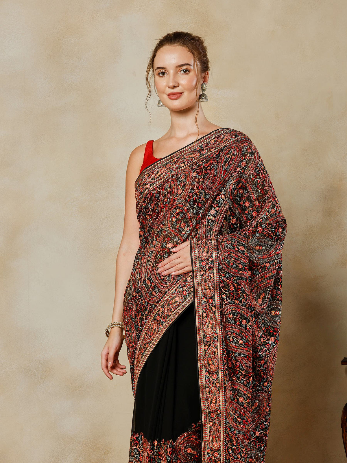 Black Embroidered Georgette Saree