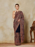 Navy Blue Embroidered Georgette Saree