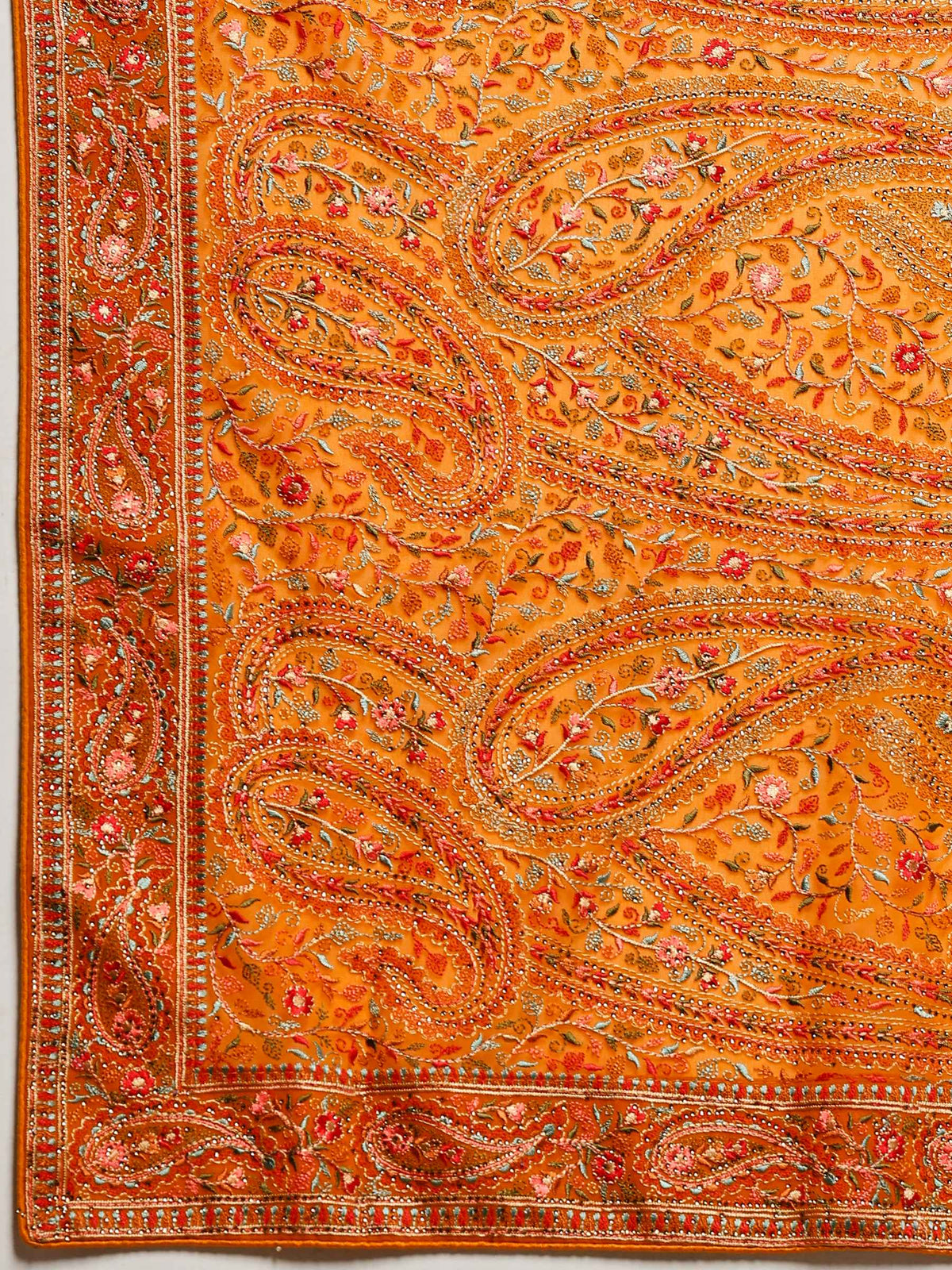 Orange Embroidered Georgette Saree